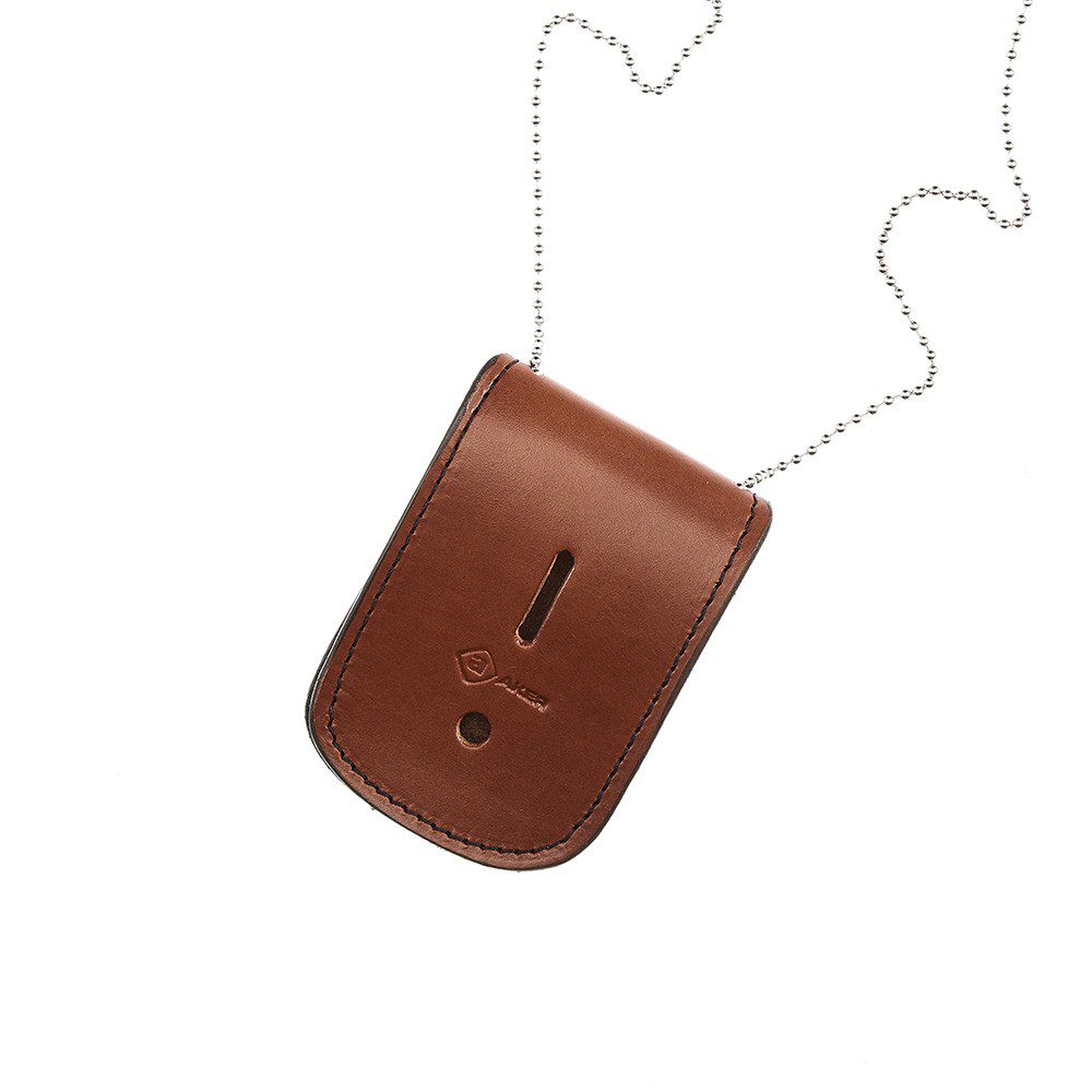 Aker Leather Neck Badge and ID Holder 597 - Tan